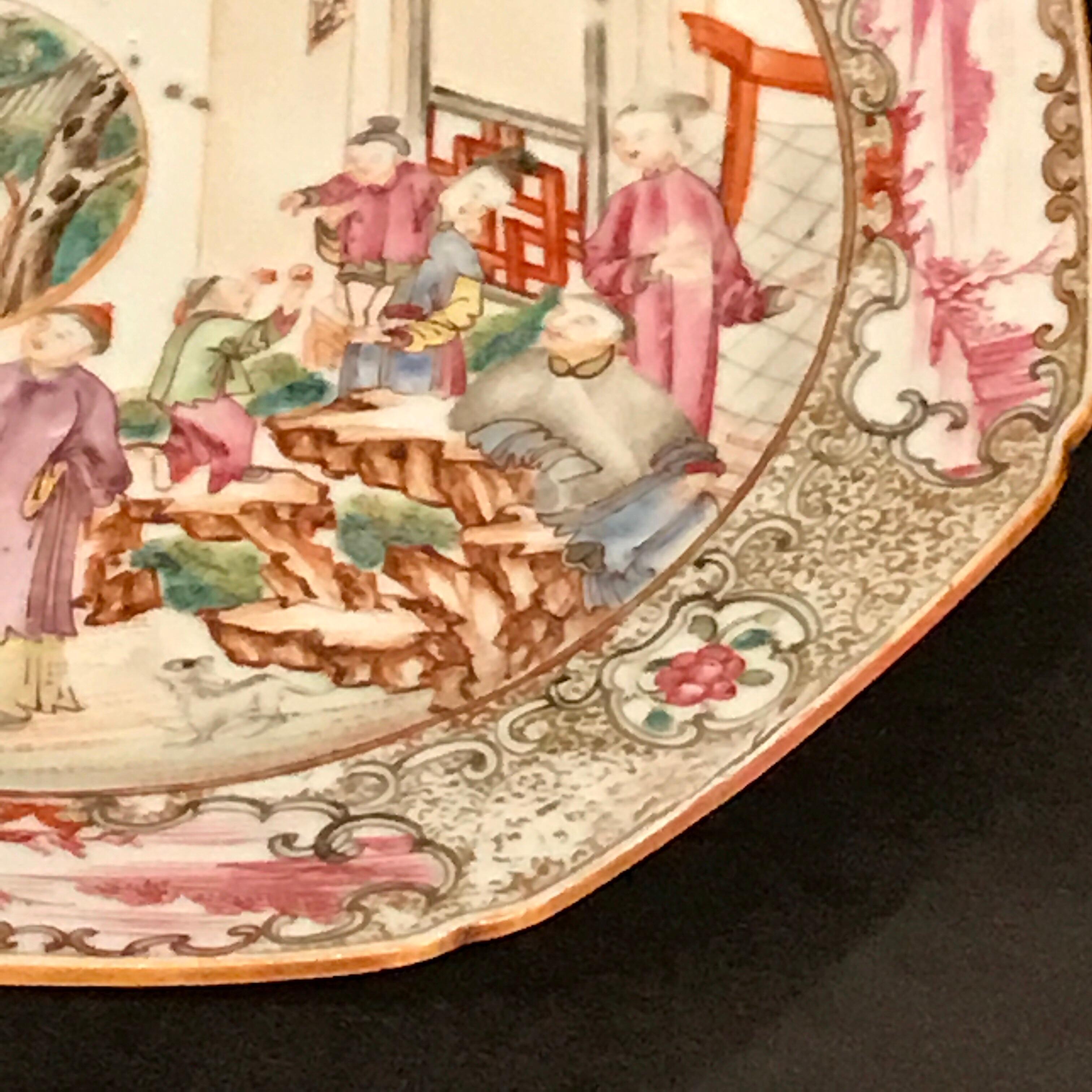 Assiette octogonale d'exportation chinoise du XVIIIe siècle de Famille Verte 5