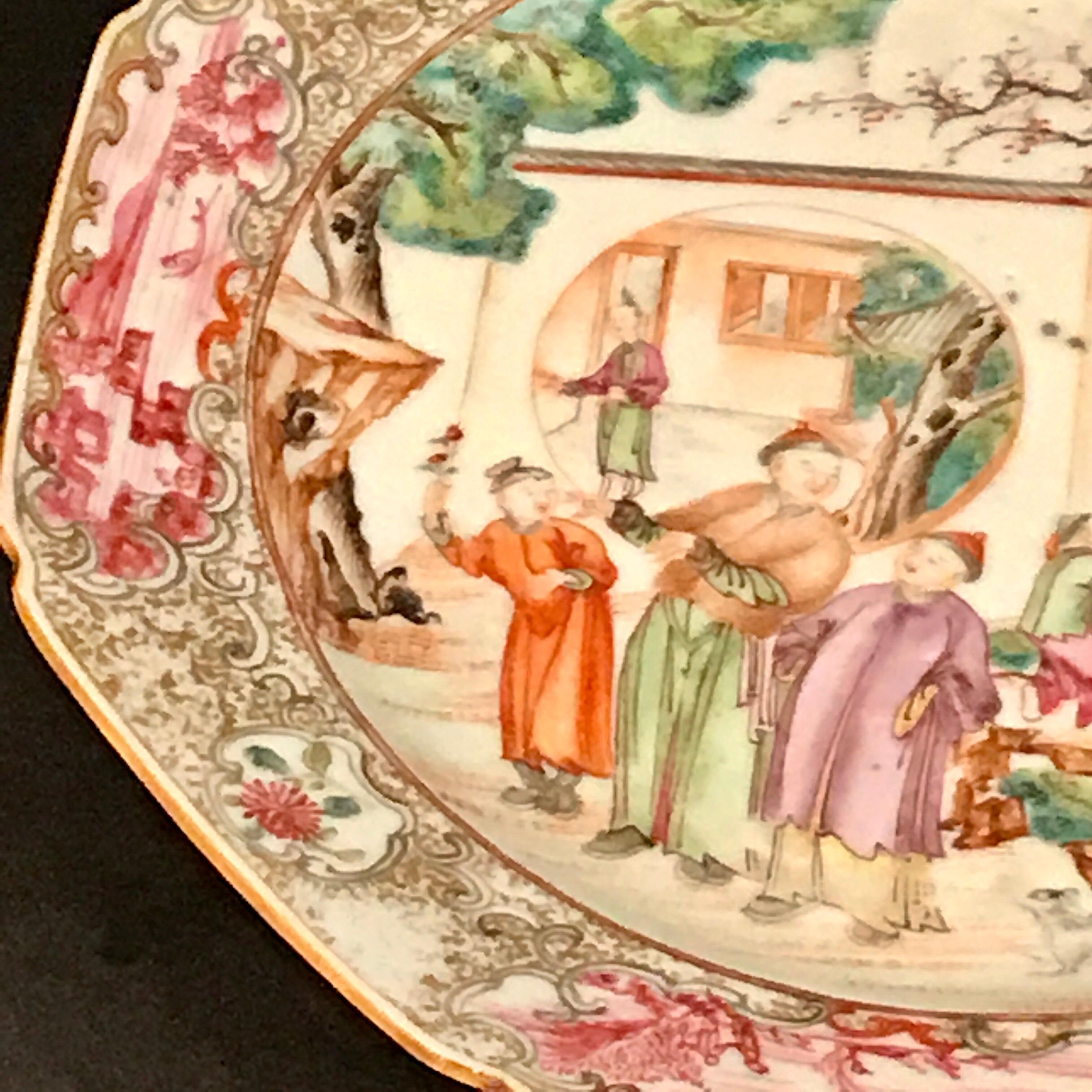 Assiette octogonale d'exportation chinoise du XVIIIe siècle de Famille Verte 8
