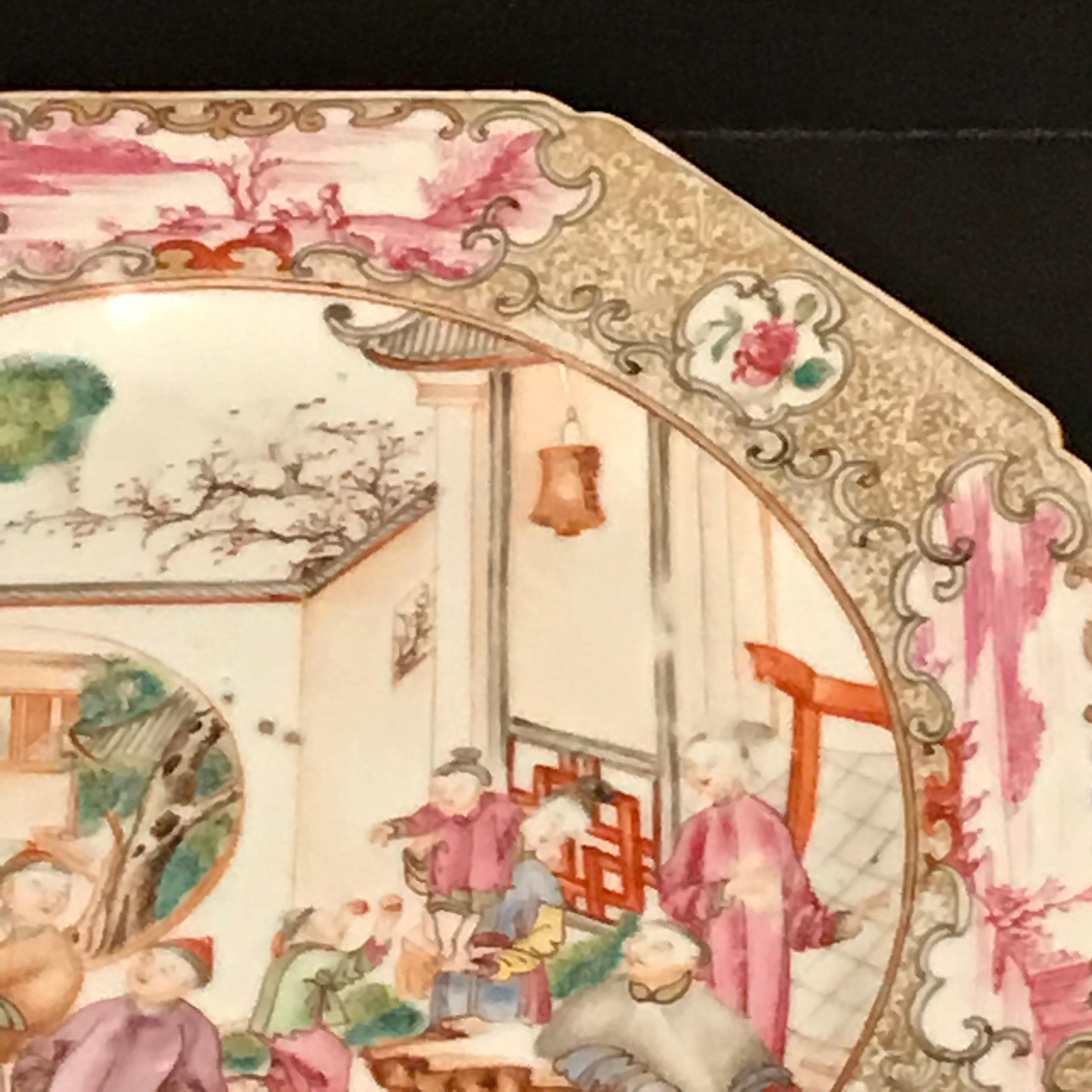 Assiette octogonale d'exportation chinoise du XVIIIe siècle de Famille Verte 10