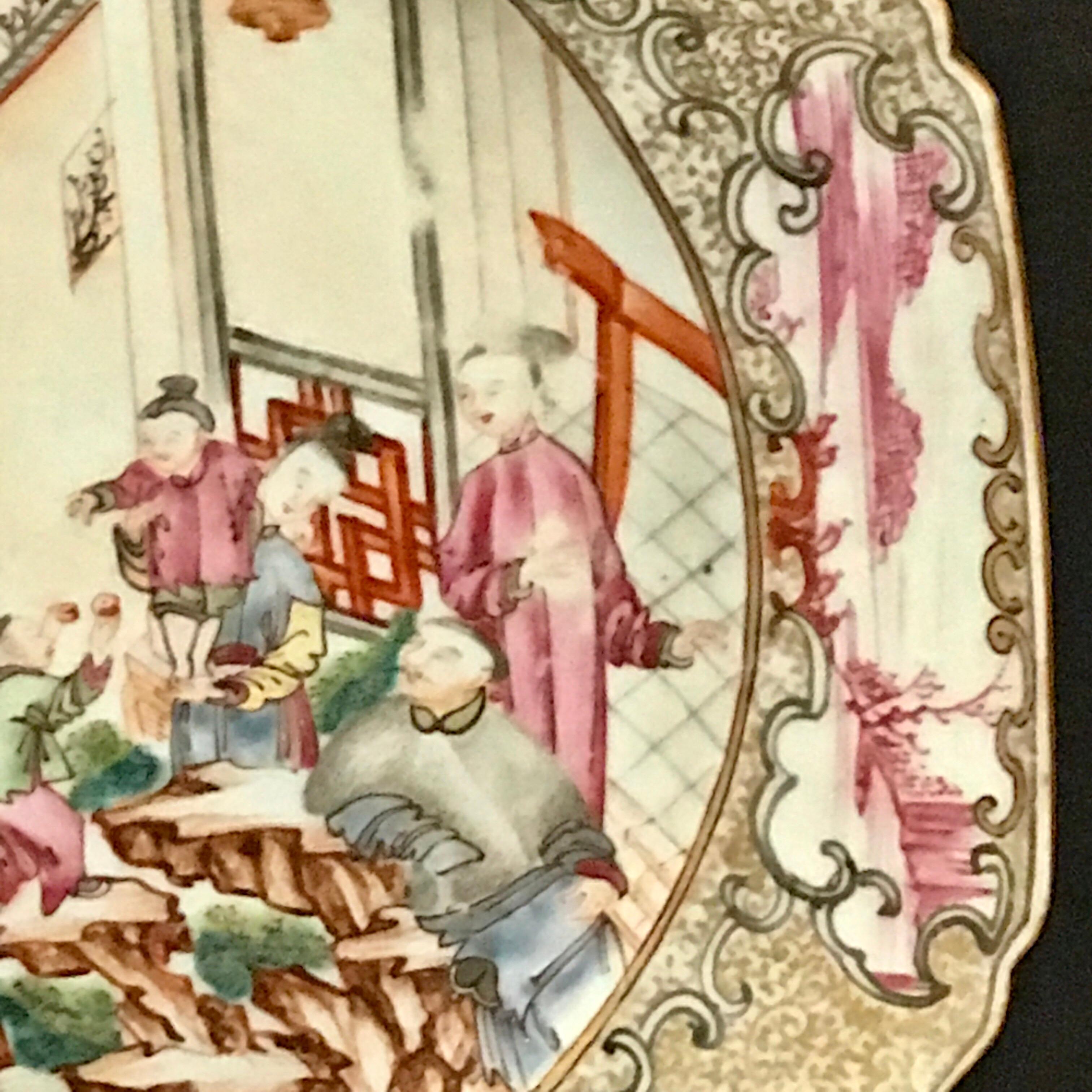 Assiette octogonale d'exportation chinoise du XVIIIe siècle de Famille Verte 2