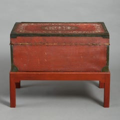 18th Century Chinese Export Painted Leather Trunk