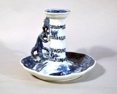 Chandelier de chambre en porcelaine d'exportation chinoise, dragon bleu et blanc, vers 1780