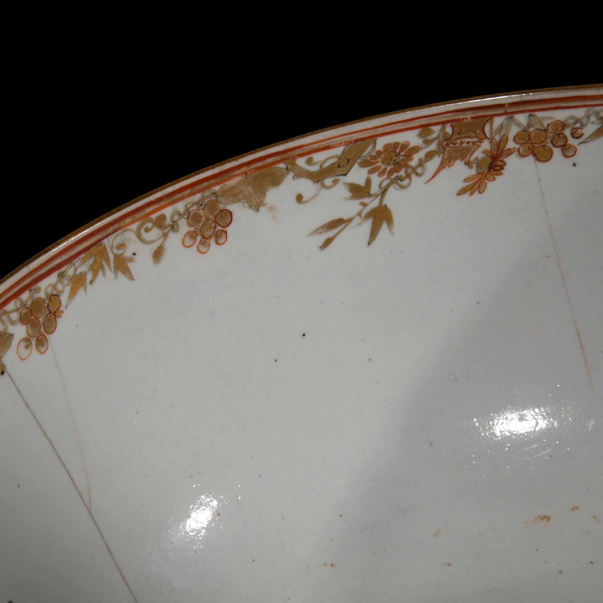 18th Century Chinese Export Porcelain Bowl with Old Riveted Repairs 3