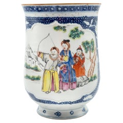 18th Century Chinese Export porcelain Can/Mug Depicting Archery, As Found*