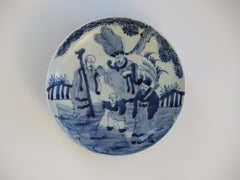 18th Century Chinese Export Porcelain Dish Blue & White hand painted immortals