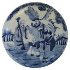 18th Century Chinese Export Porcelain Dish Blue & White hand painted immortals 