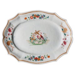 18th Century Chinese Export Porcelain Dish Painted with Birds