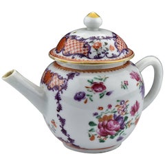 Antique 18th Century Chinese Export Porcelain Famille Rose Enamel Painted Teapot
