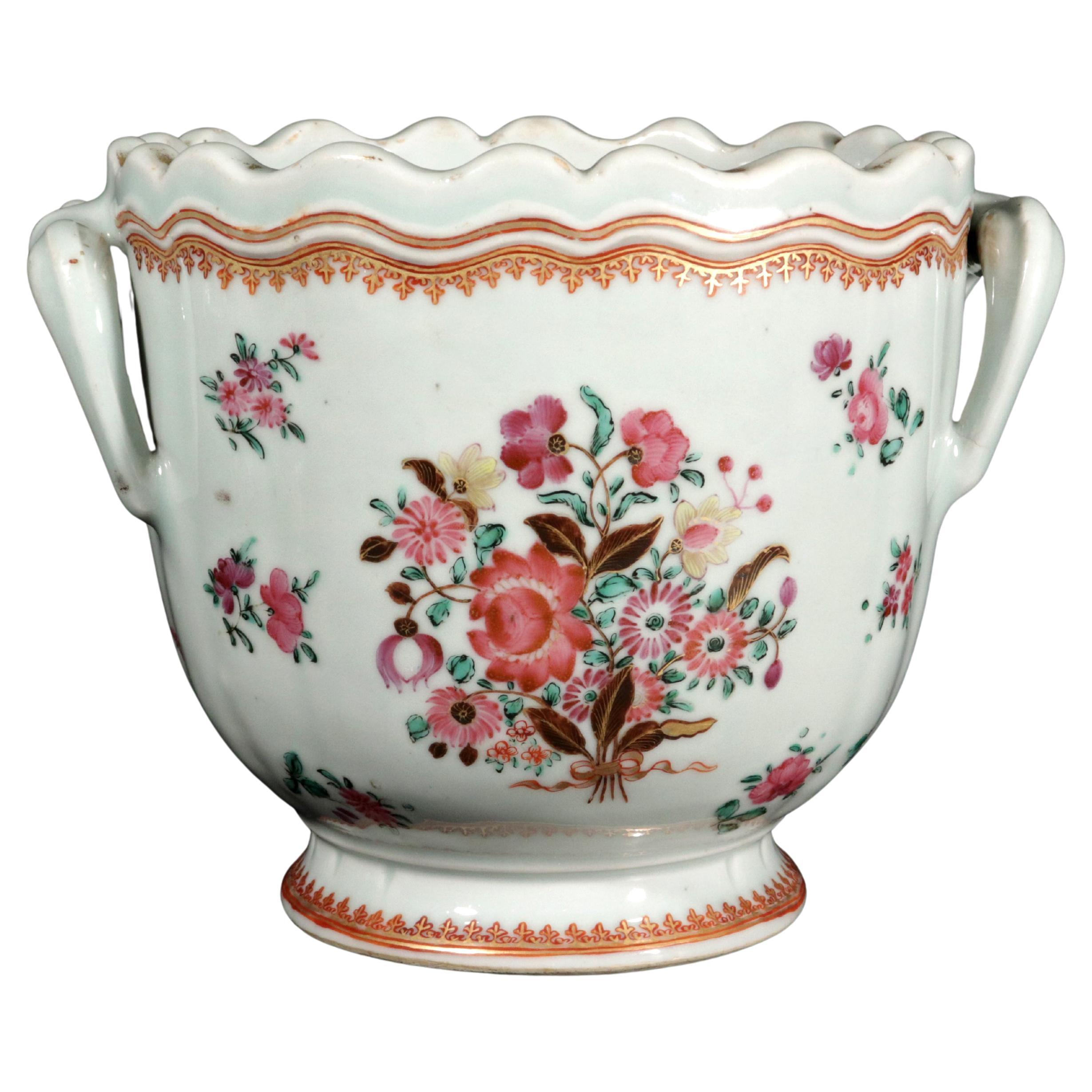 18th-century Chinese Export Porcelain Famille Rose Wine Cooler