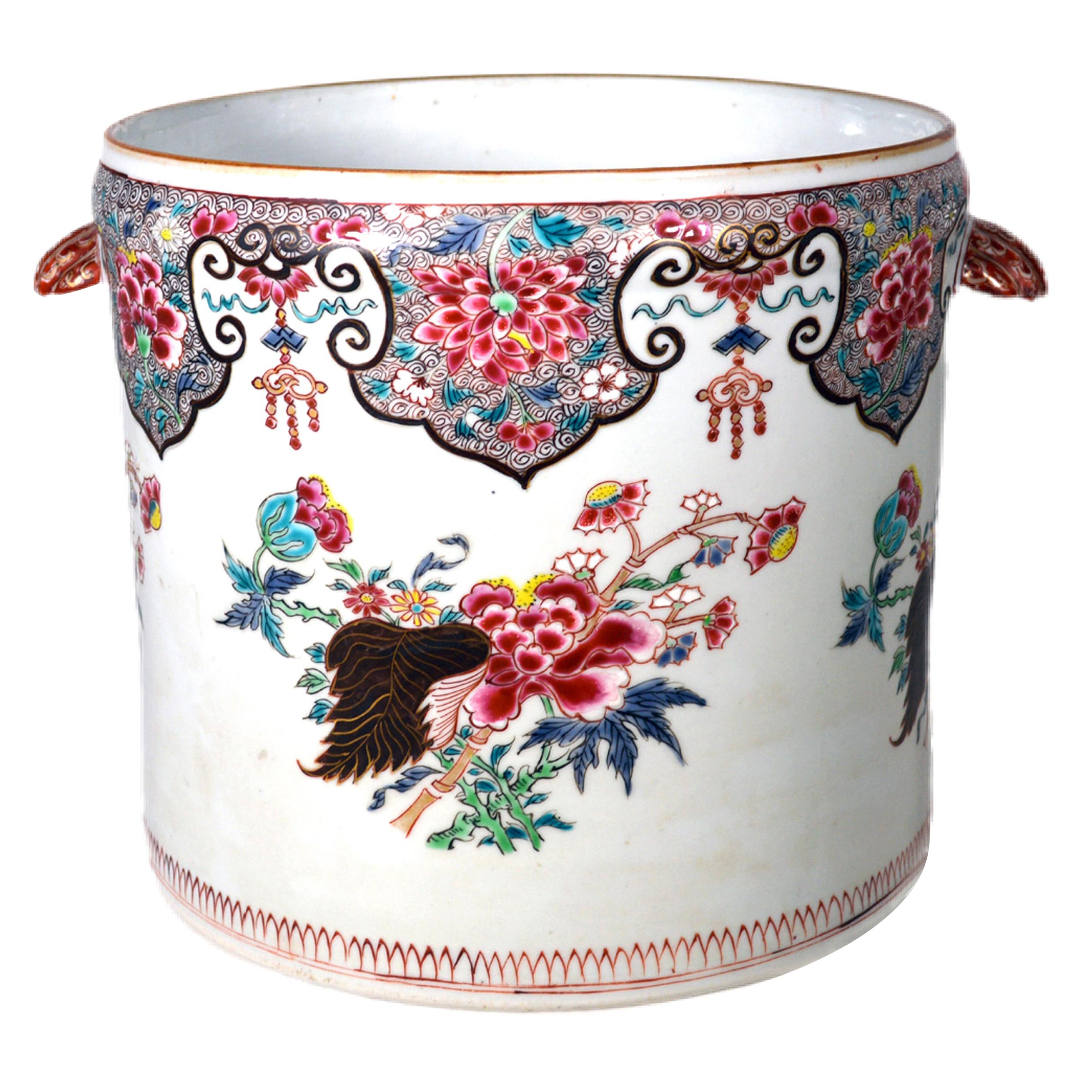 Gran cacharro de porcelana china de exportación del siglo XVIII, de estilo rosa de familia