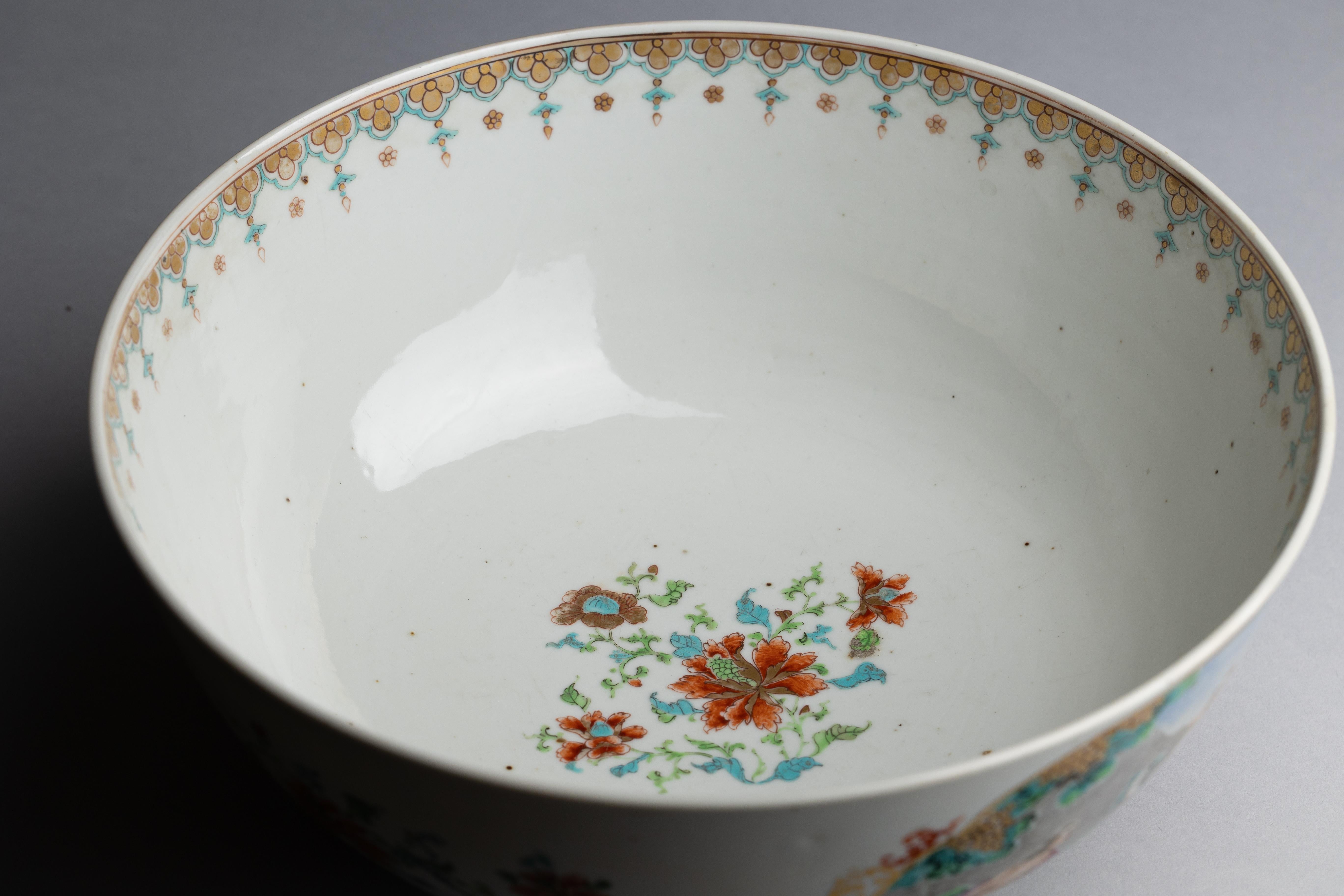 18th Century Chinese Export Porcelain Punch Bowl For Sale 8
