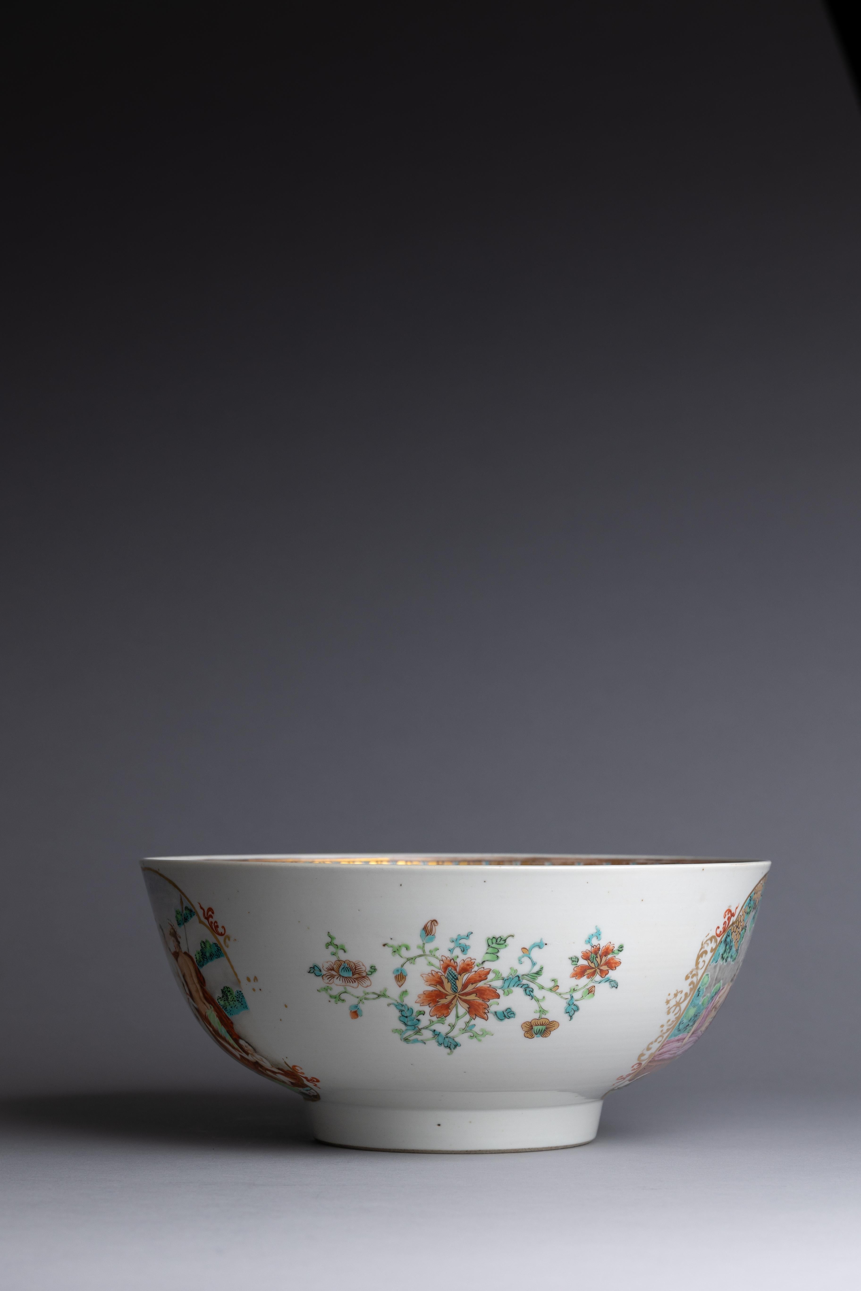 Mid-18th Century 18th Century Chinese Export Porcelain Punch Bowl For Sale