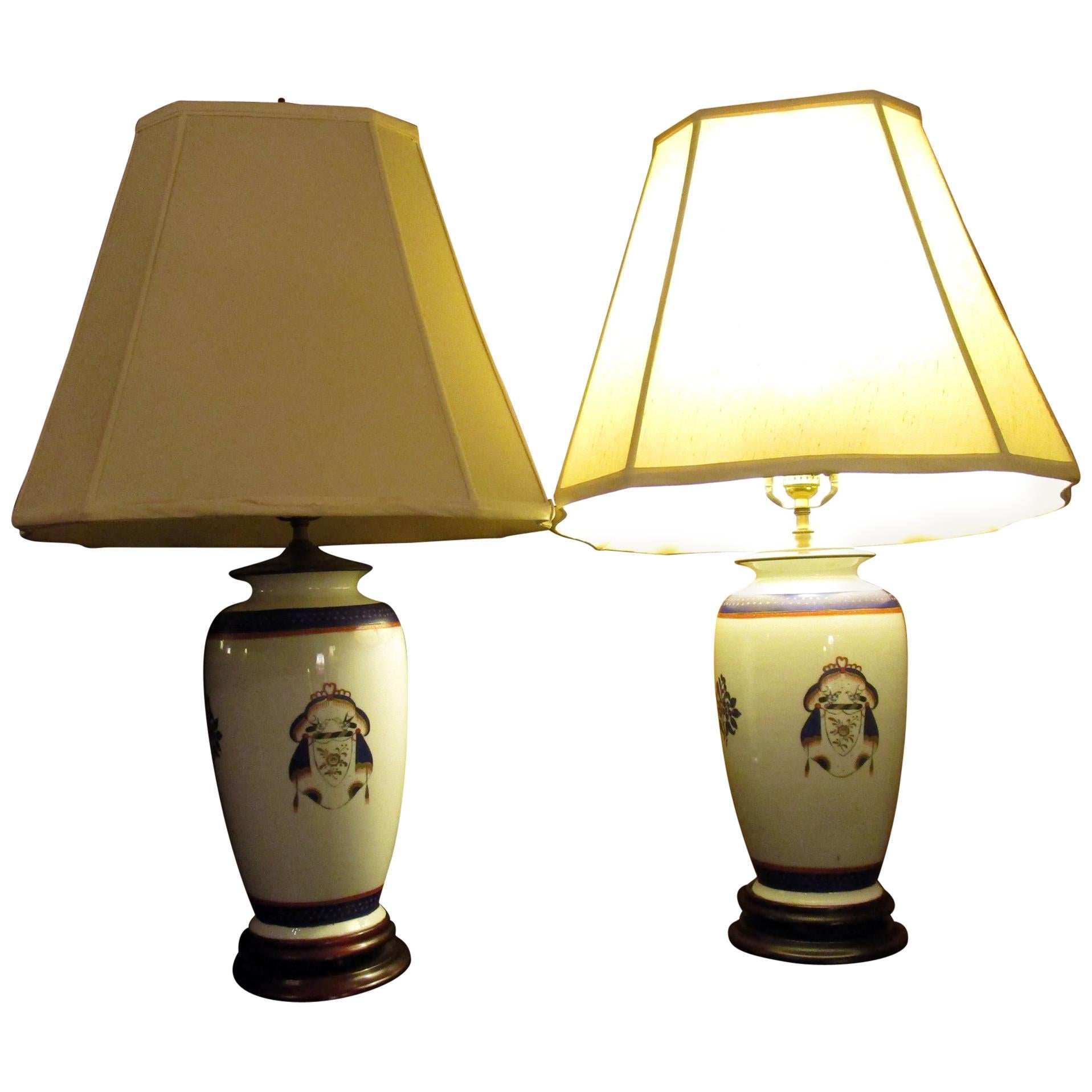 18th century Chinese Export Porcelain Vase Pair as Lamps