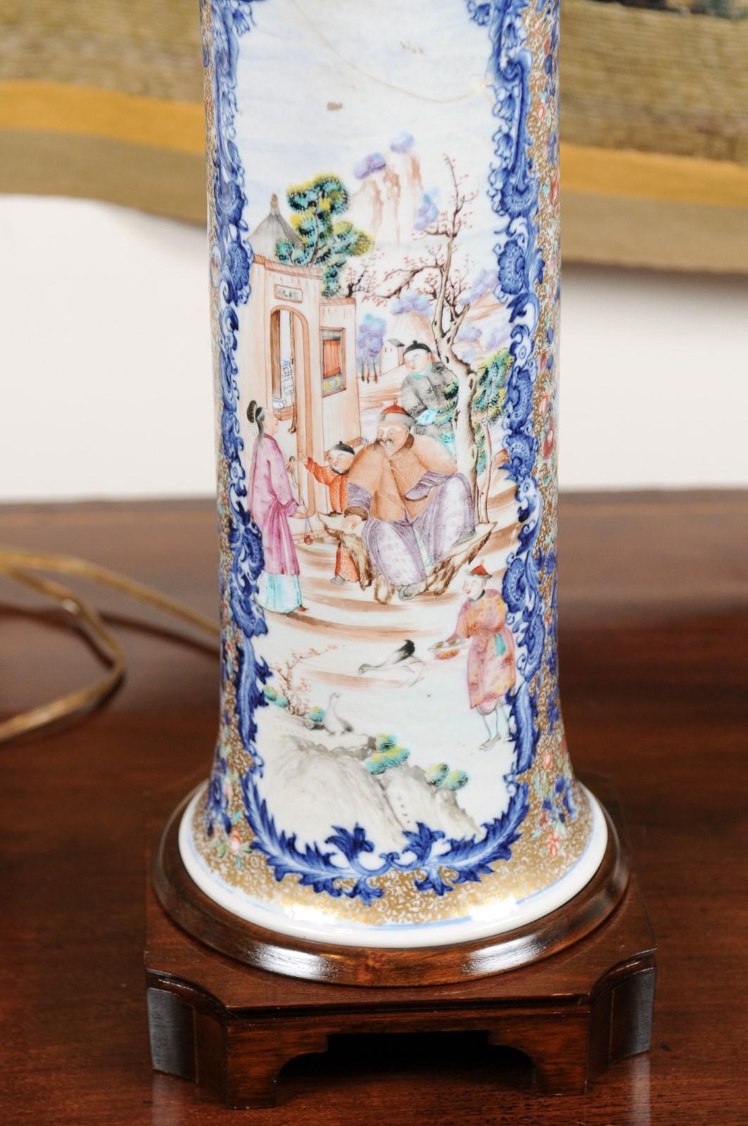 Vaso di porcellana da esportazione cinese del XVIII secolo, usato come lampada in vendita 1