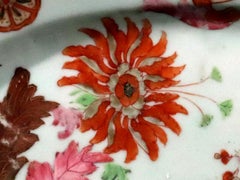 18th-century Chinese Export Pseudo Tobacco Leaf Oval Dish