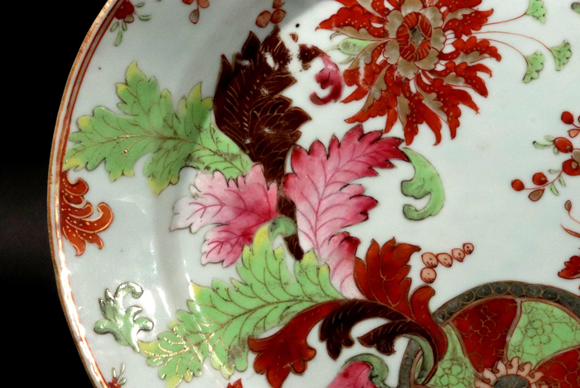 Exportation chinoise Plat ovale Pseudo Tobacco Leaf exporté de Chine du 18e siècle en vente