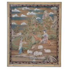 18. Jahrhundert, Chinesische Export Qing Pith Malerei von Hofdamen *Stair & Co*