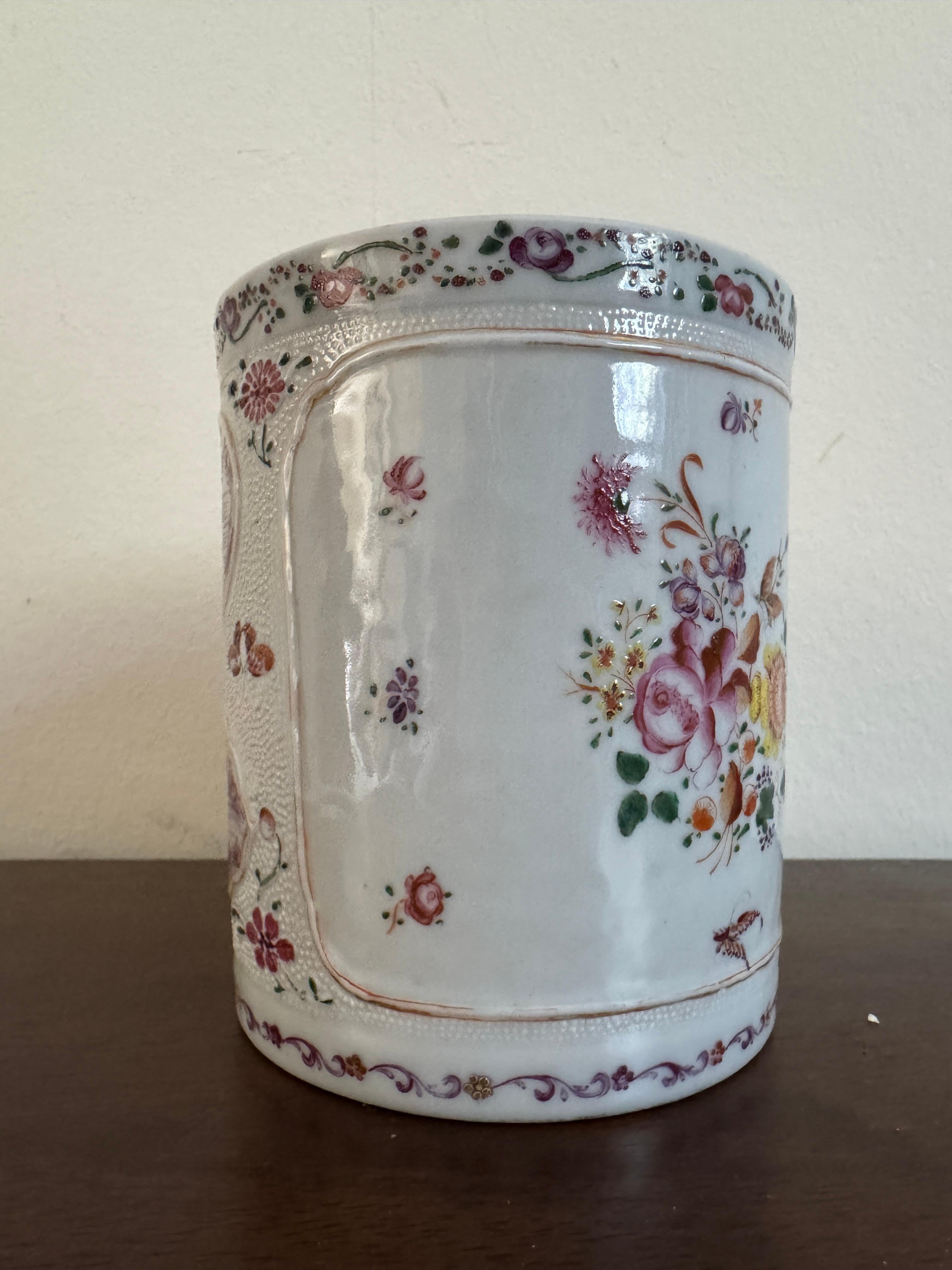 Qing 18th Century Chinese Famille Rose Tankard For Sale