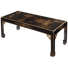 18th Century Chinese Gilt and Black Lacquer Panel on a Modern Base