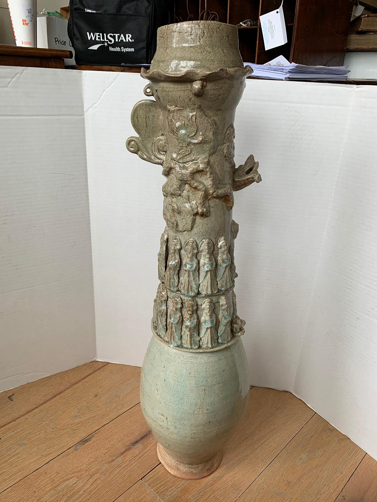 18th Century Chinese Glazed Pottery Hunping or Funerary Urn, Poss. Song Dynasty In Good Condition For Sale In Atlanta, GA