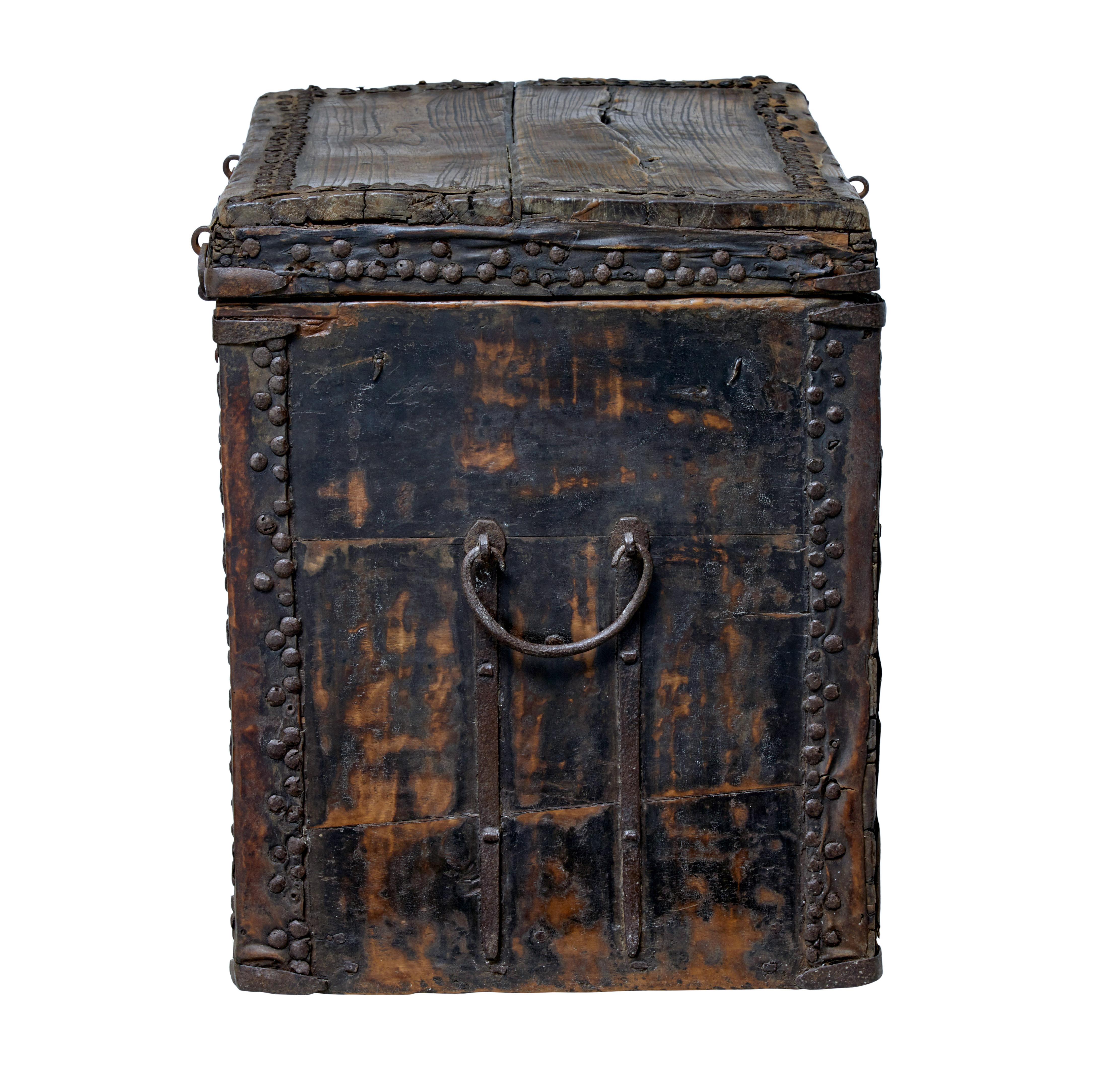 Qing 18th Century Chinese Hard Wood Coffer Chest