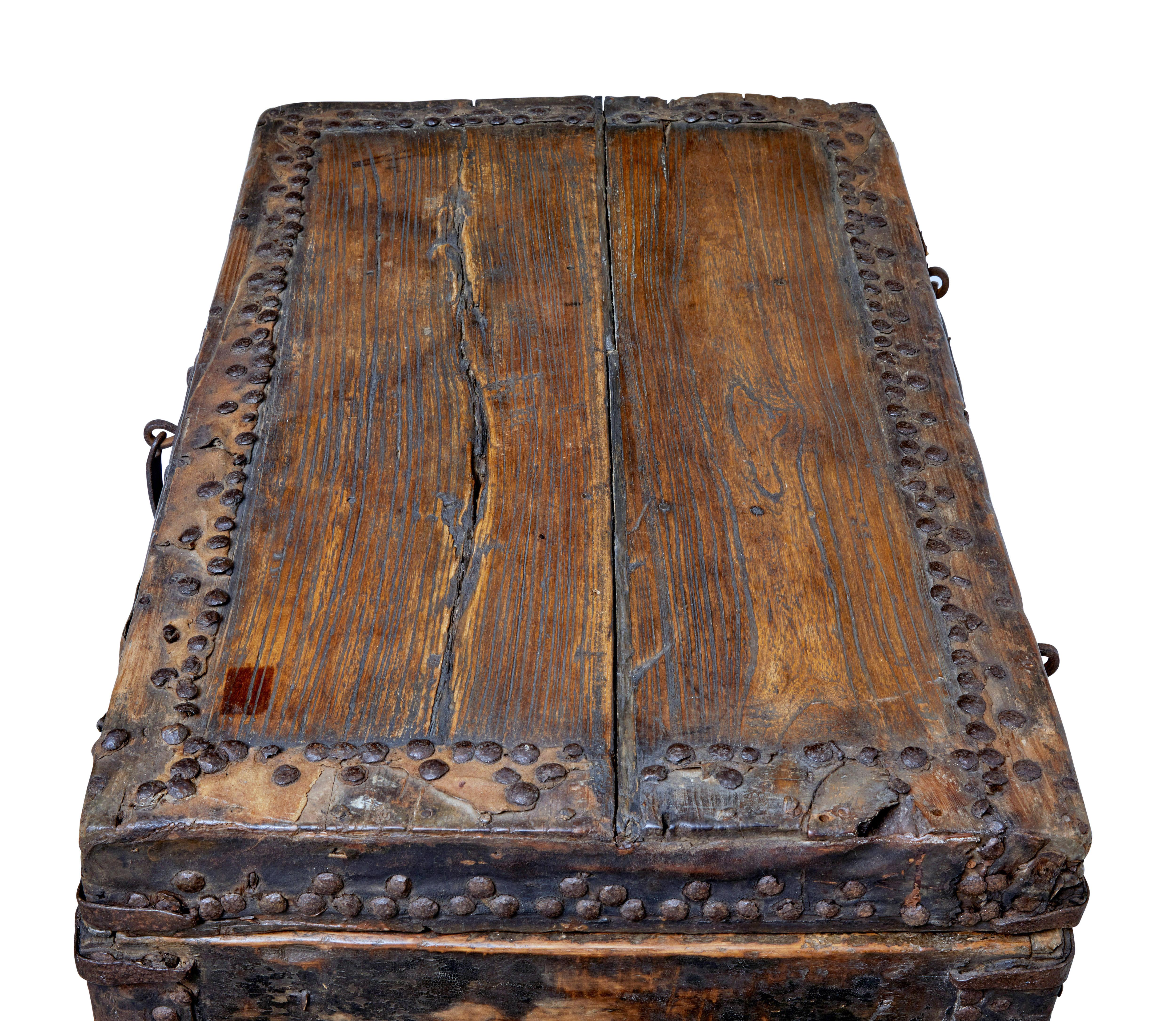 18th Century 18th century Chinese hard wood coffer chest For Sale