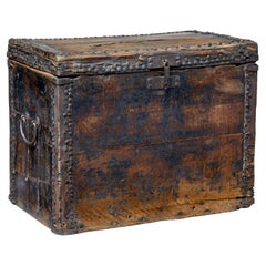 18th century Chinese hard wood coffer chest