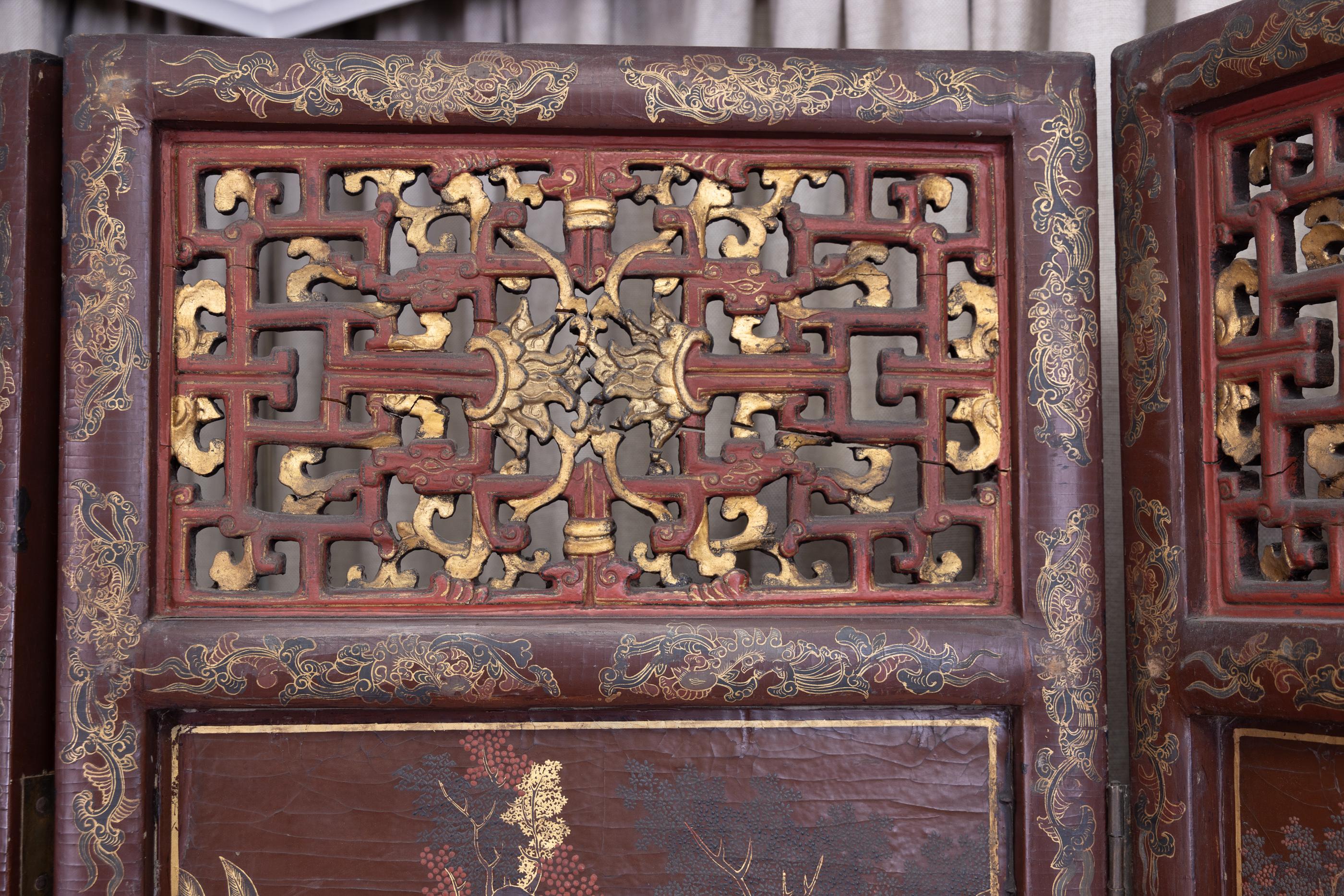 18. Jahrhundert Chinesisch Stark detaillierte 8-Panel Coromandel Bildschirm (18. Jahrhundert und früher) im Angebot