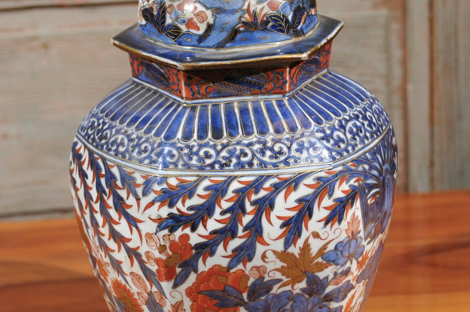Porcelain 18th Century Chinese Imari Covered Urn
