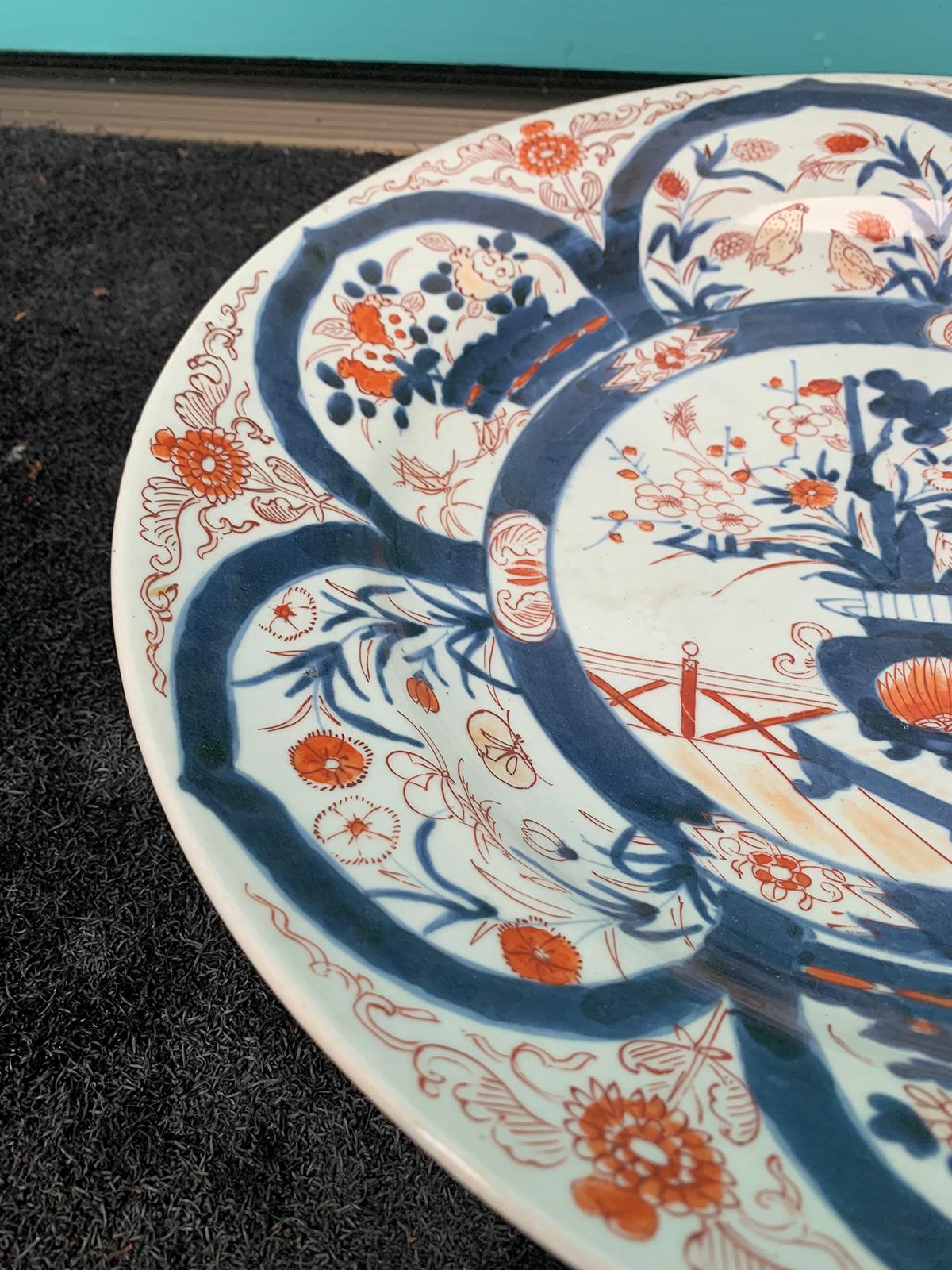 18th Century Chinese Imari Ware Porcelain Charger Marked with Double Blue Ring 7