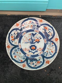 18th Century Chinese Imari Ware Porcelain Charger Marked with Double Blue Ring