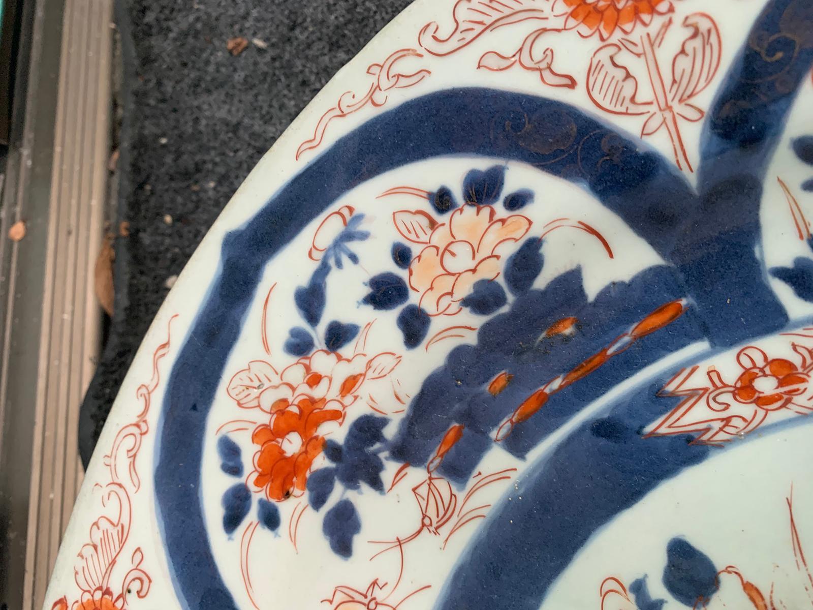 18th Century and Earlier 18th Century Chinese Imari Ware Porcelain Charger Marked with Double Blue Ring