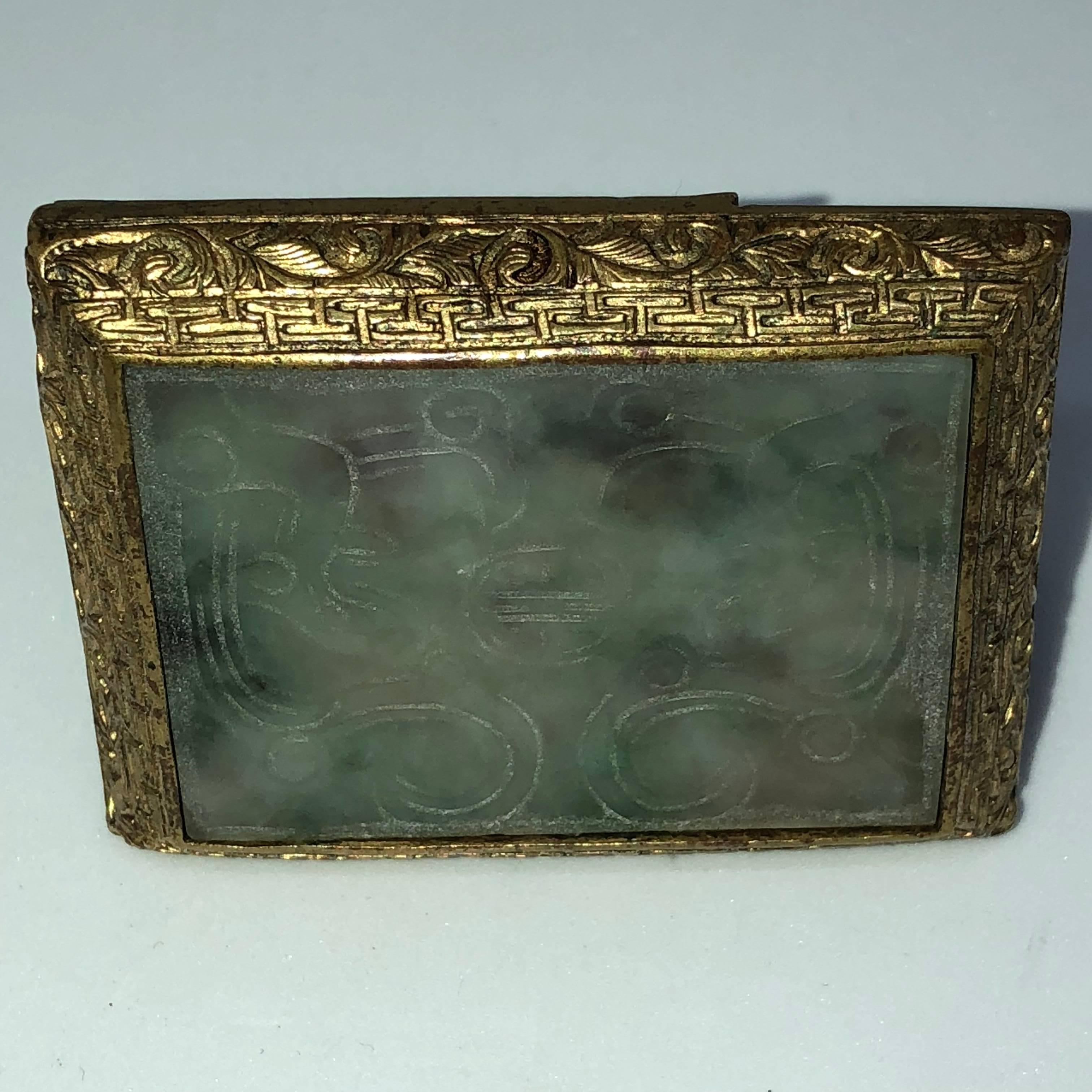 Early 20th Century Jade and Fire Gilded Bronze Belt Buckle For Sale 6