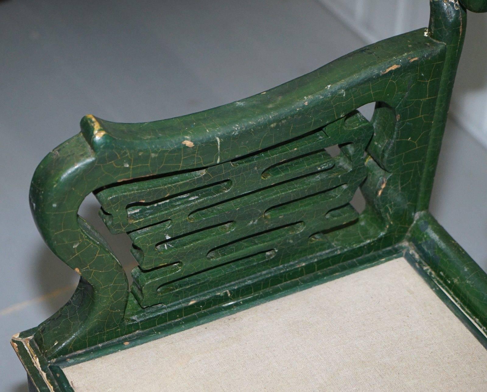 18th Century and Earlier 18th Century Chinese Jade Green Painted Chair with Original Distressed Paint