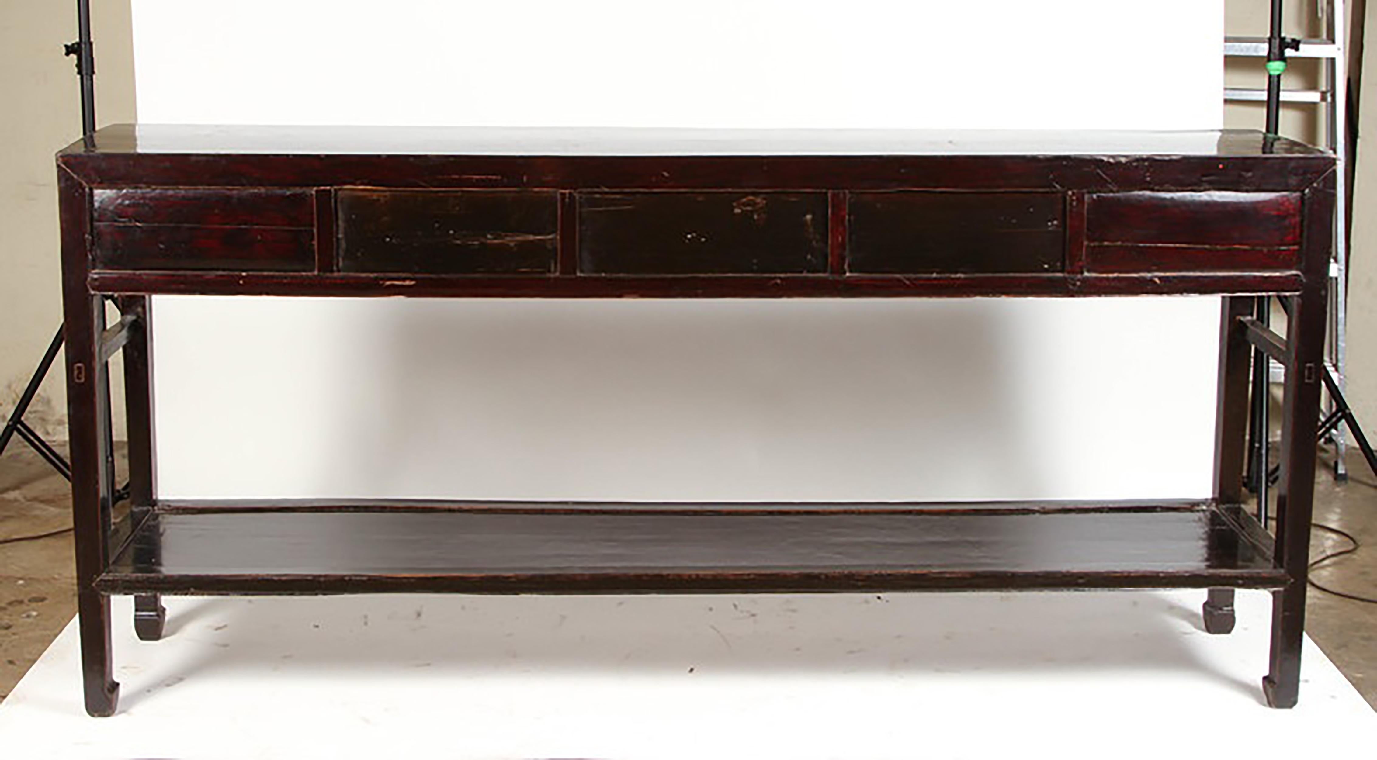 Wood 18th Century Chinese Lacquered Scholar's Table
