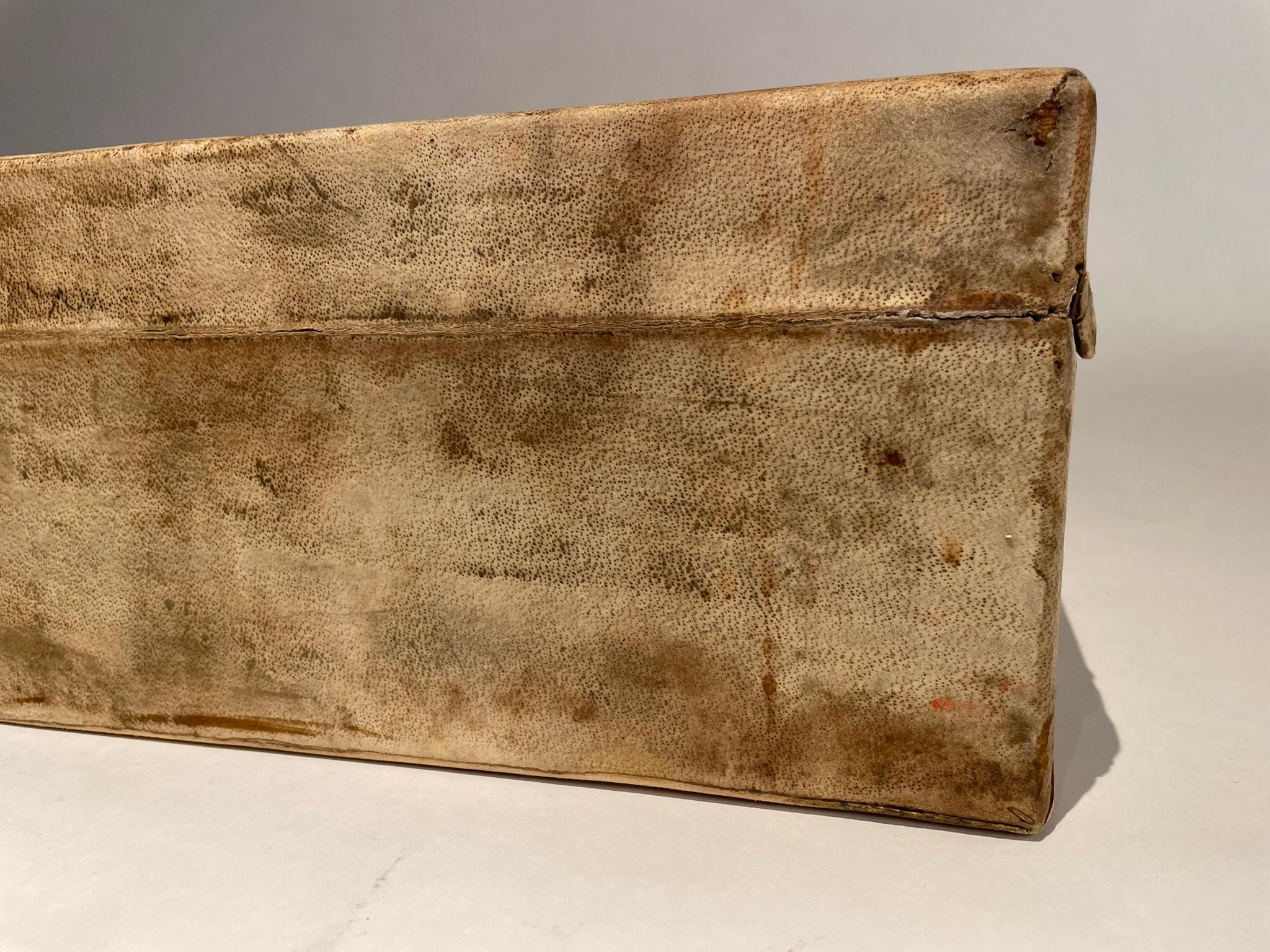 18th Century Chinese Parchment Covered Box With Bronze Mounts  For Sale 14