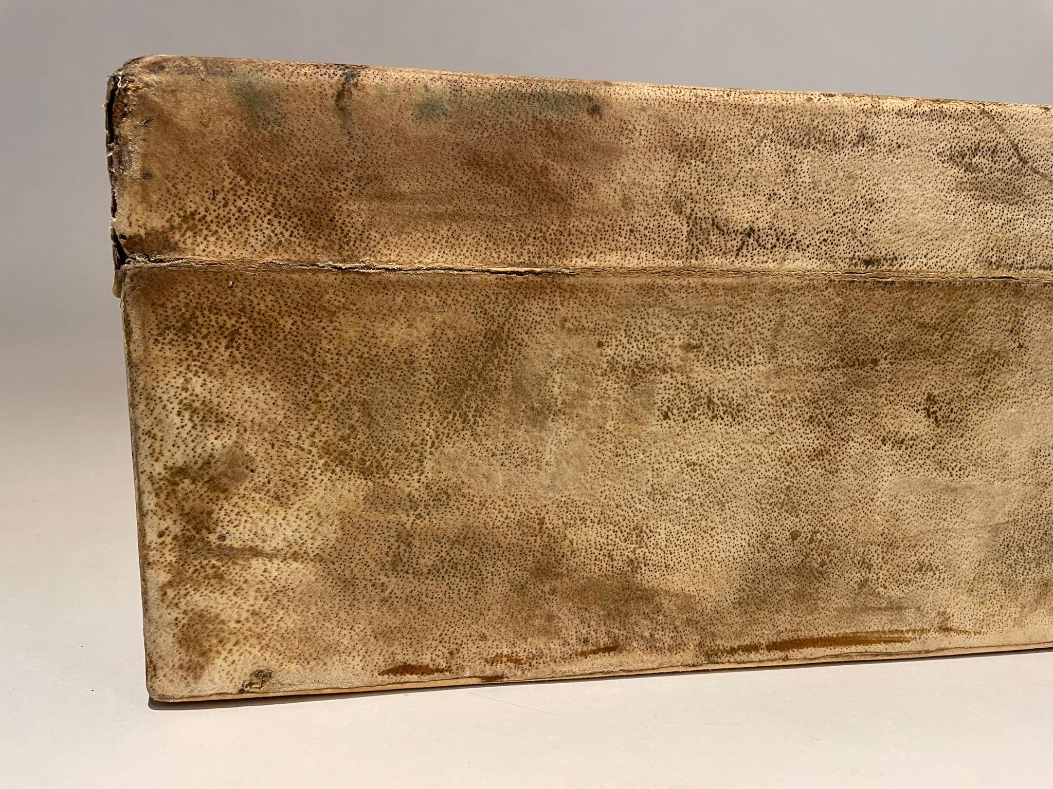 18th Century Chinese Parchment Covered Box With Bronze Mounts  For Sale 15