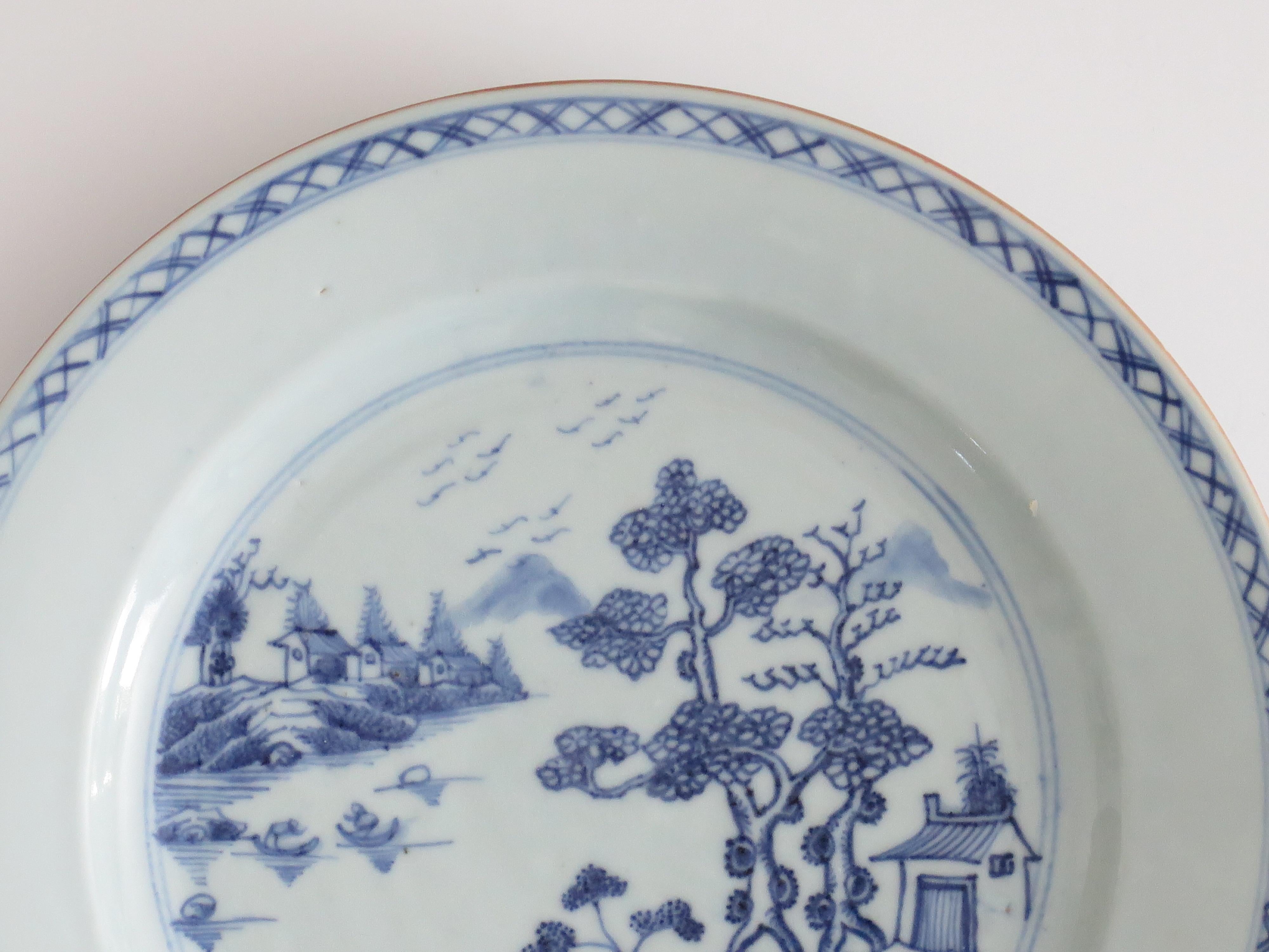 18th Century and Earlier 18th Century Chinese Plate Blue and White Porcelain, Qing Qianlong circa 1770 For Sale