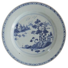 18th Century Chinese Plate Blue and White Porcelain, Qing Qianlong circa 1770