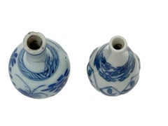 18th Century Chinese Porcelain Dollhouse Miniatures Blue and White Vases