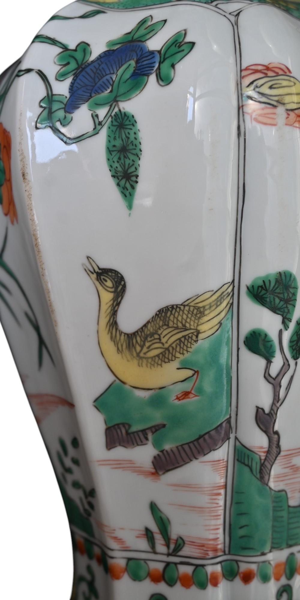 18th century Chinese porcelain Famille Verte vases on bronze base, Kangxi period For Sale 4