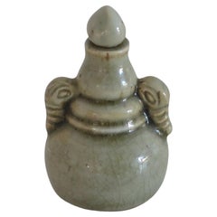 18th Century Chinese Snuff Bottle porcelain Celadon with Elephant Head Handles