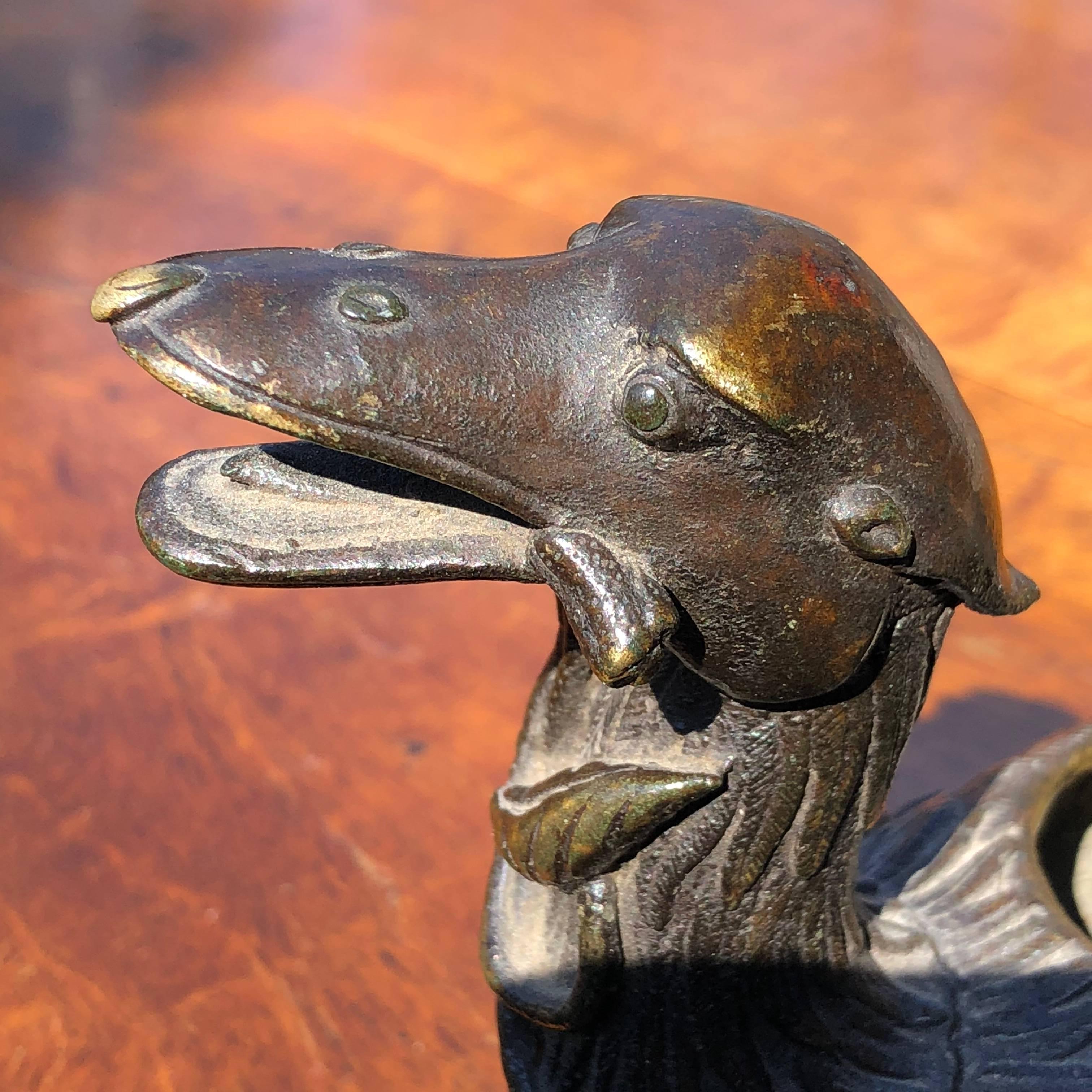 18th Century Chinese Qing Bronze Duck Incense Burner Sculpture In Fair Condition For Sale In Haddonfield, NJ