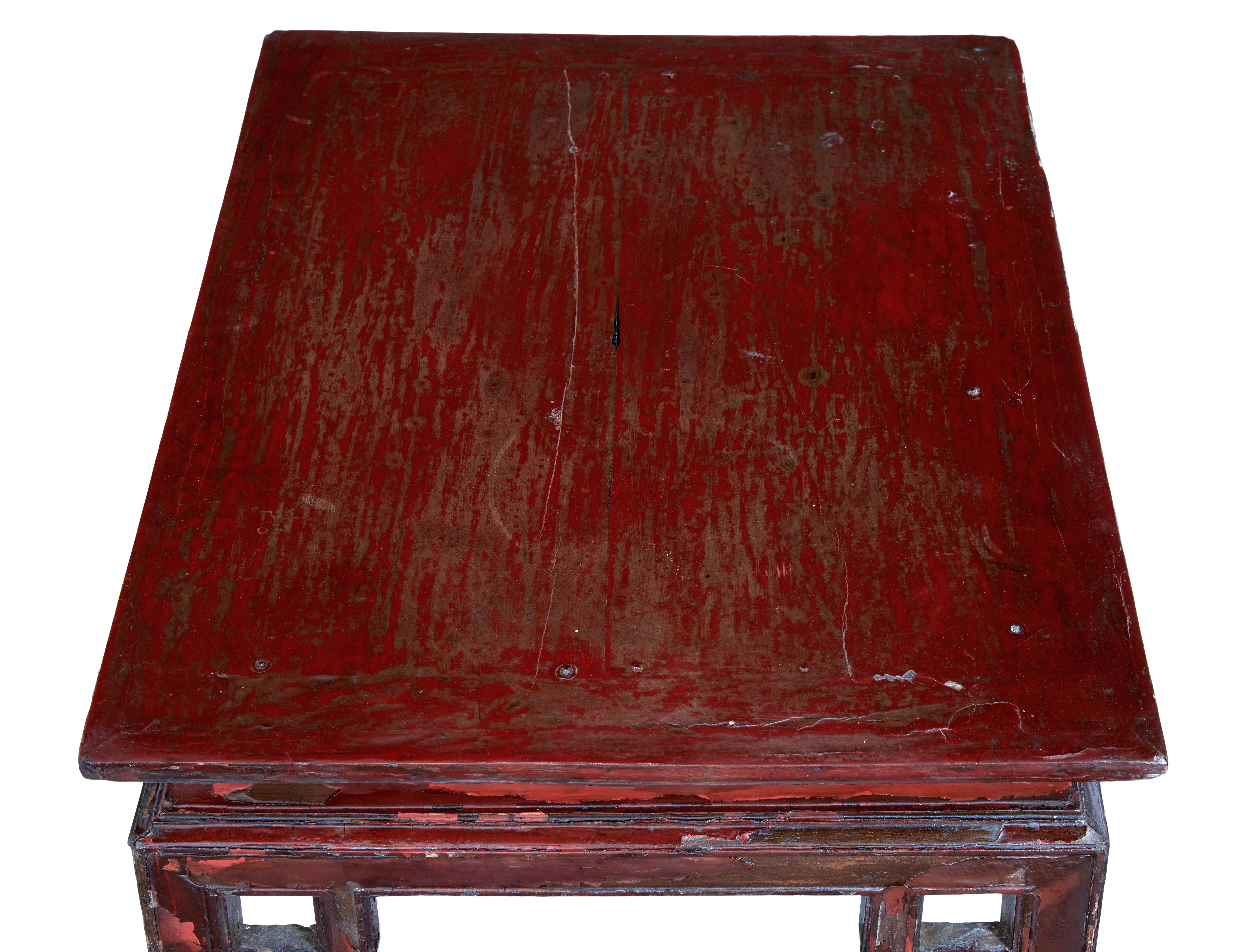 18th Century Chinese Red Lacquer Low Occasional Table 1