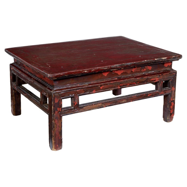 18th Century Chinese Red Lacquer Low Occasional Table For Sale at 1stDibs