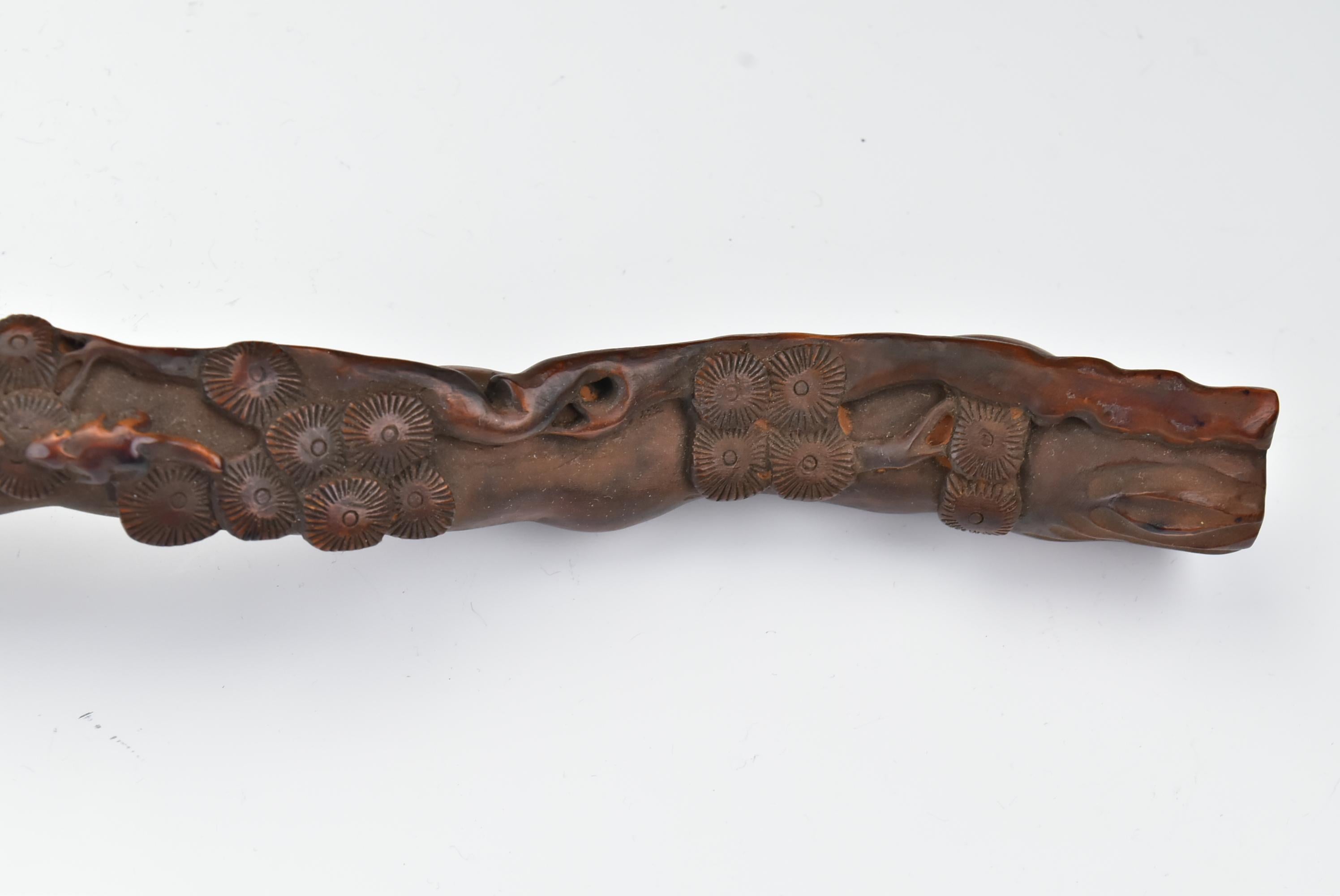 18th Century Chinese Ruyi Sceptre / Scepter with Carved Pine Tree and Rats 1