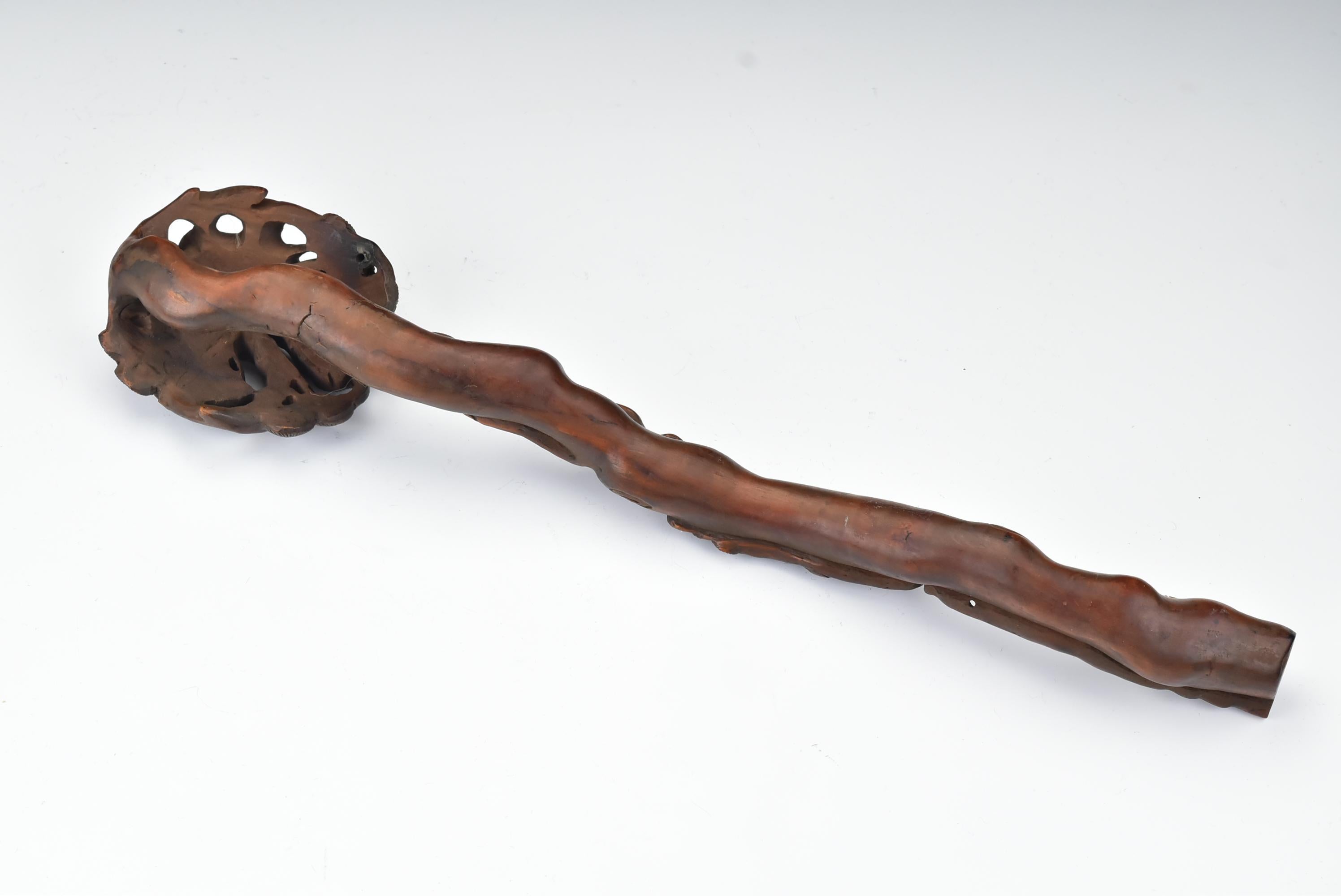 18th Century Chinese Ruyi Sceptre / Scepter with Carved Pine Tree and Rats 2