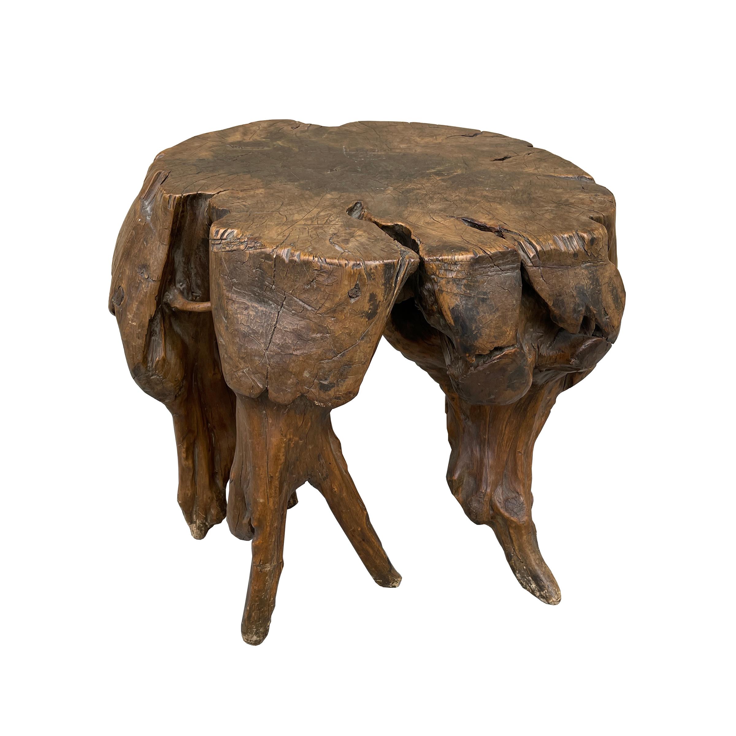 Chinese Qing Dynasty Scholar's Rootwood Stool In Good Condition For Sale In Chicago, IL