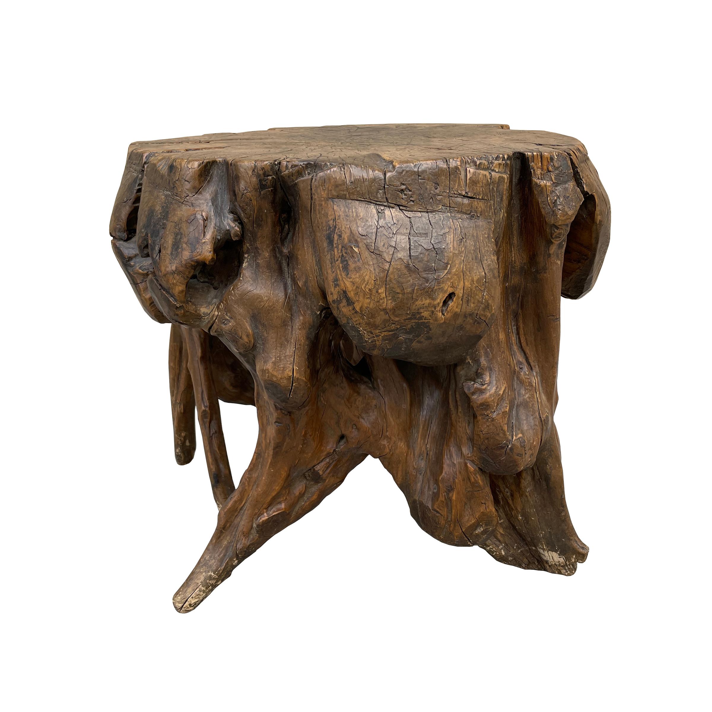 Chinese Qing Dynasty Scholar's Rootwood Stool For Sale 1