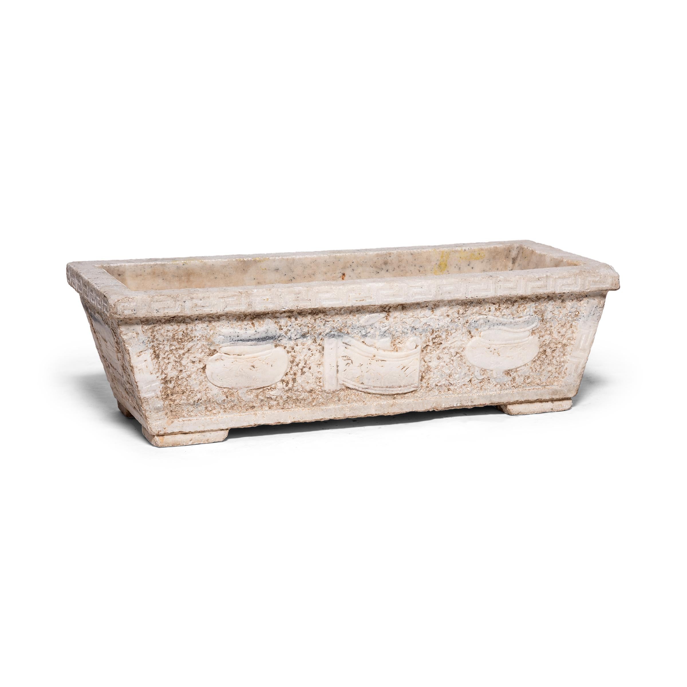Qing 18th Century Chinese Shan Shui Marble Trough